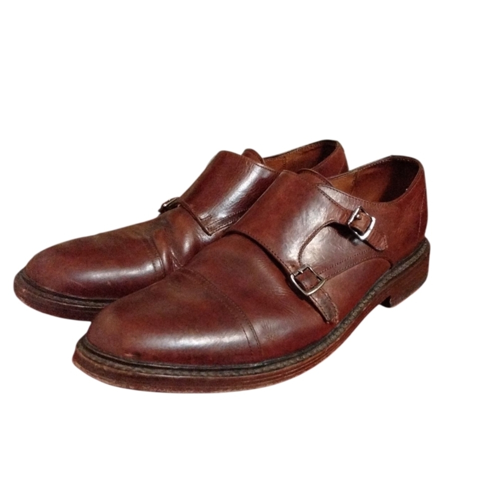 Frye James Double Monk Strap Square Toe Shoe Men's Brown Dress Shoes Size 10